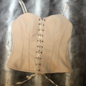Lace Up Cream Top